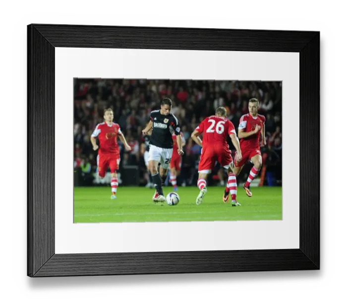 Framed Print : McLaughlin's Charging Run: A Pivotal Moment in Southampton vs. Bristol City Football Showdown