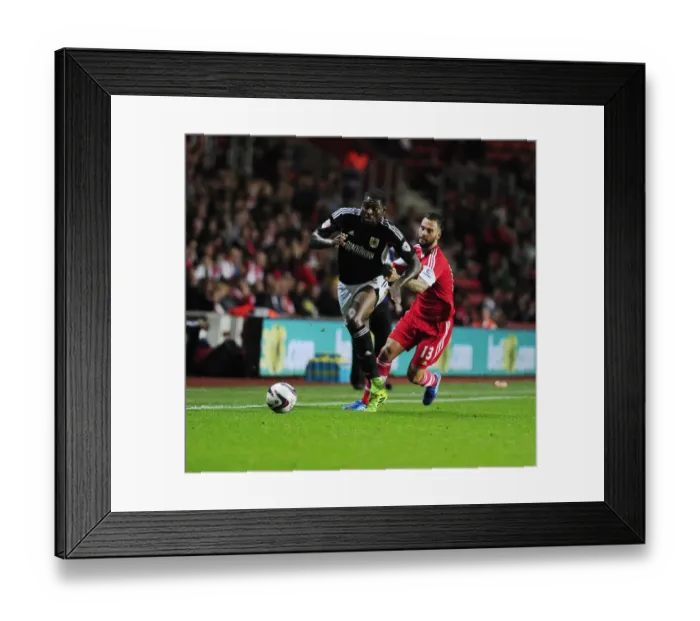 Framed Print : Jay Emmanuel-Thomas of Bristol City Skirts Past Danny Fox of Southampton in Capital One Cup Clash Framed Print : Jay Emmanuel-Thomas of Bristol City Skirts Past Danny Fox of Southampton in Capital One Cup Clash