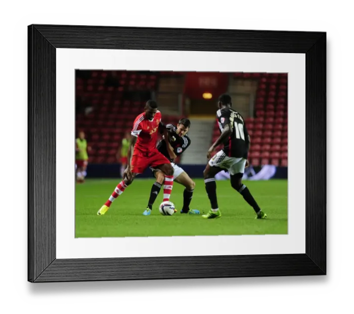 Framed Print : Brendan Moloney vs. Guilherme do Prado: Clash at St. Mary's Stadium - Southampton vs. Bristol City, 2013