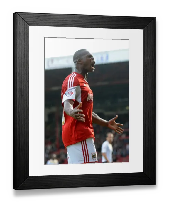 Framed Print : Bristol City's Sam Baldock Scores Thrilling Goal: Marlon Harewood's Epic Celebration in Sky Bet League One at Ashton Gate Framed Print : Bristol City's Sam Baldock Scores Thrilling Goal: Marlon Harewood's Epic Celebration in Sky Bet League One at Ashton Gate