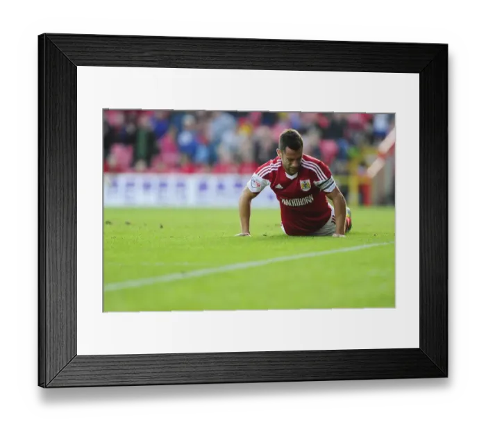 Framed Print : Bristol City's Sam Baldock Disappointed After Missed Goal vs Colchester United (September 2013) Framed Print : Bristol City's Sam Baldock Disappointed After Missed Goal vs Colchester United (September 2013)