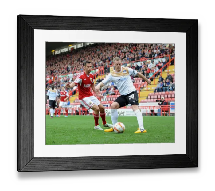 Framed Print : Bristol City Shuts Down Colchester United's Brain Wilson with Sam Baldock