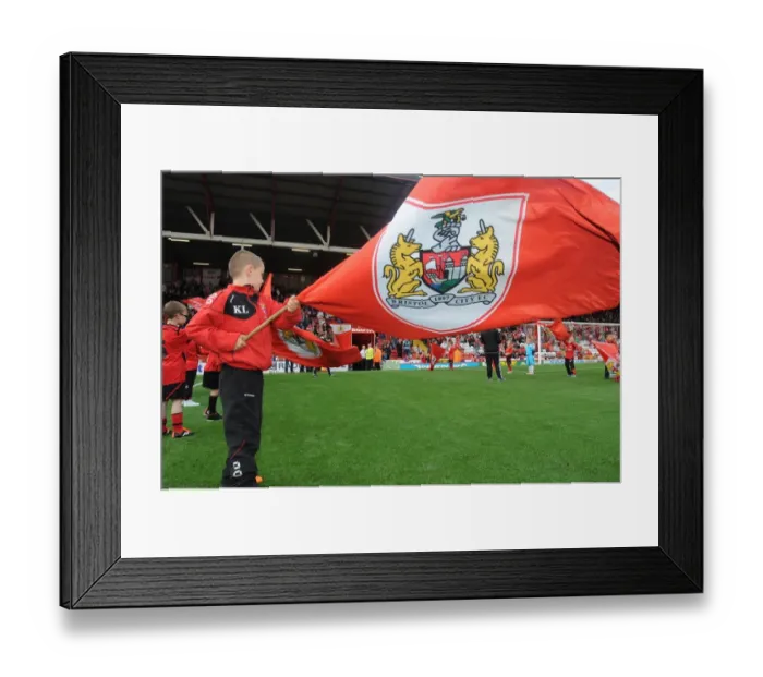 Framed Print : Flag-Bearing Pride: Bristol City vs Colchester United at Ashton Gate, September 2013 (Sky Bet League One)