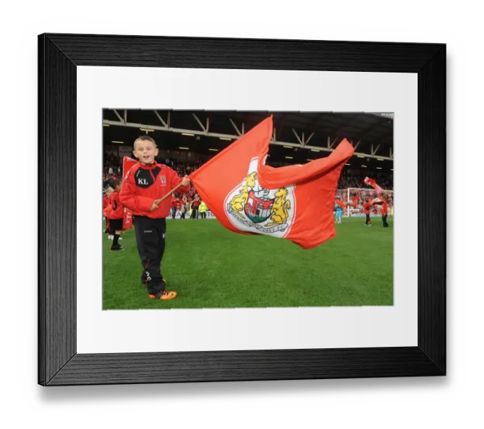 Framed Print : Flag-Bearing Moment: Bristol City vs Colchester United, Sky Bet League One (September 2013)