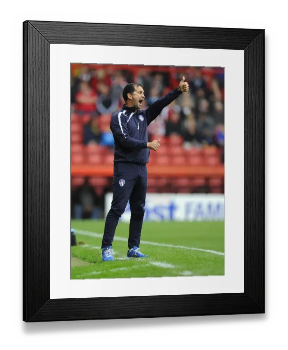 Framed Print : Joe Dunne Leads Colchester United at Ashton Gate: September 2013 (Bristol City vs Colchester United) - Football Manager's Determination at Bristol City's Ashton Gate Framed Print : Joe Dunne Leads Colchester United at Ashton Gate: September 2013 (Bristol City vs Colchester United) - Football Manager's Determination at Bristol City's Ashton Gate