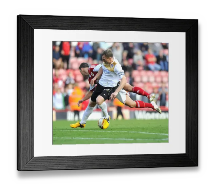 Framed Print : Bristol City vs Colchester United: McLaughlin Fouled by Wilson Framed Print : Bristol City vs Colchester United: McLaughlin Fouled by Wilson