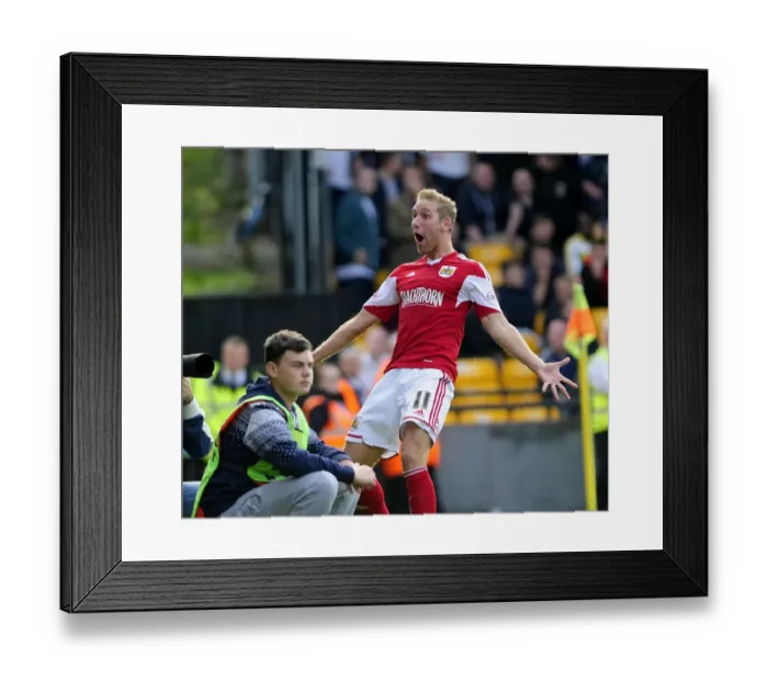 Framed Print : Scott Wagstaff's Euphoric Goal Celebration: Port Vale vs. Bristol City, Sky Bet League 1 (October 2013)