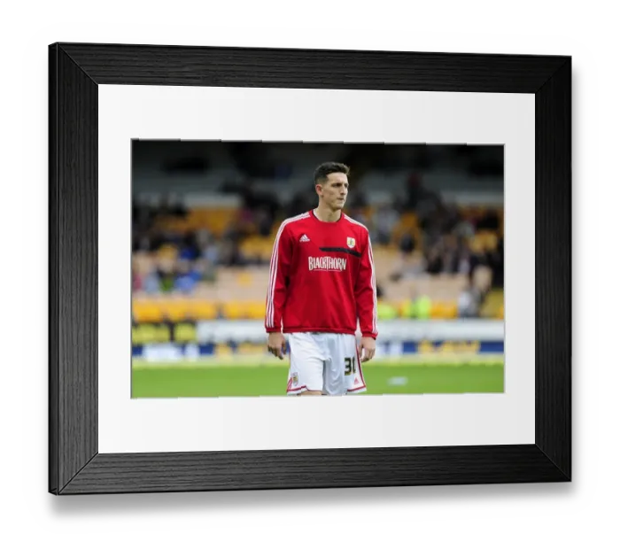 Framed Print : Bristol City's Lewis Dunk in Action at Port Vale's Vale Park, 2013