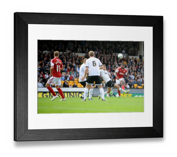 Framed Print : Determined Striker: Jay Emmanuel-Thomas's Decisive Shot for Bristol City against Port Vale Framed Print : Determined Striker: Jay Emmanuel-Thomas's Decisive Shot for Bristol City against Port Vale