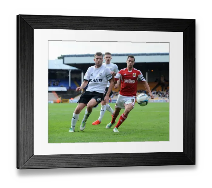 Framed Print : Bristol City's Sam Baldock Outmuscles Port Vale's Adam Yates for the Ball Framed Print : Bristol City's Sam Baldock Outmuscles Port Vale's Adam Yates for the Ball