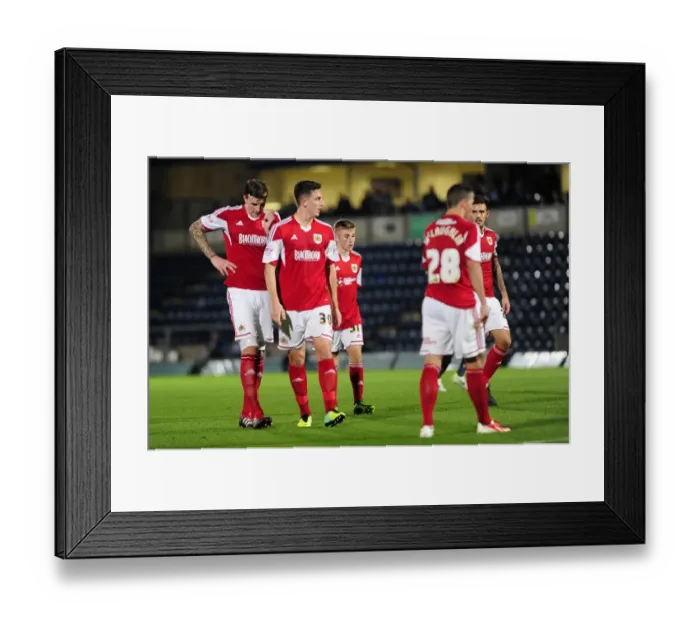 Framed Print : The Rivalry Erupts: Bristol City vs Wycombe Wanderers in the Johnstone's Paint Trophy Clash at Adams Park (October 8, 2013)