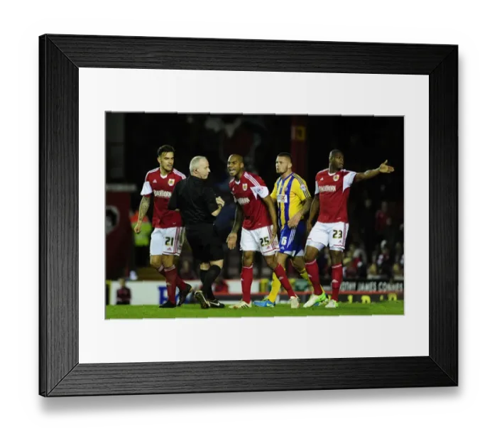 Framed Print : Marvin Elliott's Frustration: A Heated Moment at Ashton Gate during Bristol City vs. Brentford Framed Print : Marvin Elliott's Frustration: A Heated Moment at Ashton Gate during Bristol City vs. Brentford