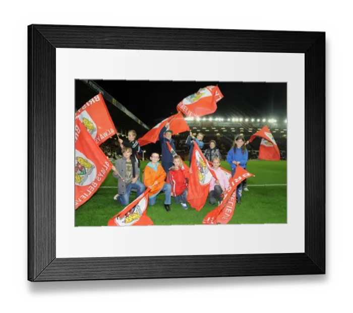 Framed Print : Flag Bearers at Ashton Gate: Bristol City vs. Brentford, Sky Bet League One Framed Print : Flag Bearers at Ashton Gate: Bristol City vs. Brentford, Sky Bet League One