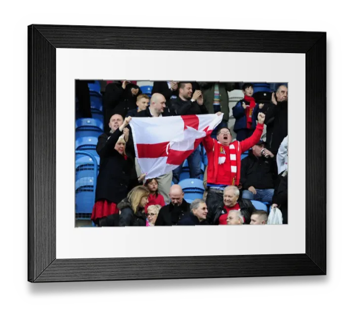 Framed Print : Bristol City Fans Wave City Flag at Carlisle United Match, October 2013 Framed Print : Bristol City Fans Wave City Flag at Carlisle United Match, October 2013
