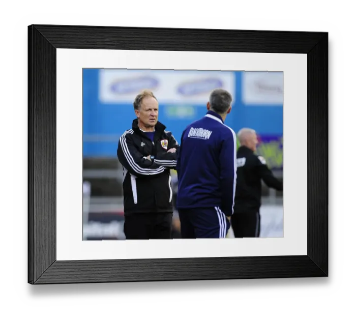 Framed Print : Sean O'Driscoll Leads Bristol City at Brunton Park, October 2013 - Football Manager