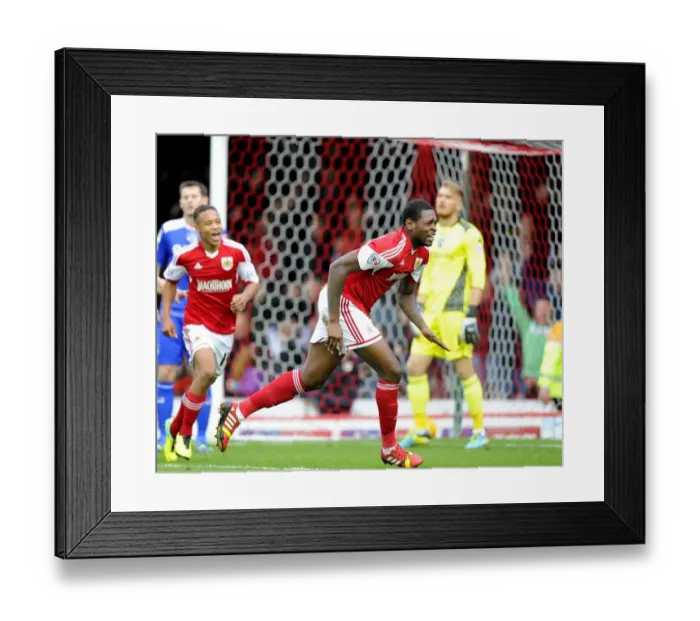 Framed Print : Jay Emmanuel-Thomas's Goal Celebration: Bristol City vs Oldham Athletic, Sky Bet League One, 2013 Framed Print : Jay Emmanuel-Thomas's Goal Celebration: Bristol City vs Oldham Athletic, Sky Bet League One, 2013