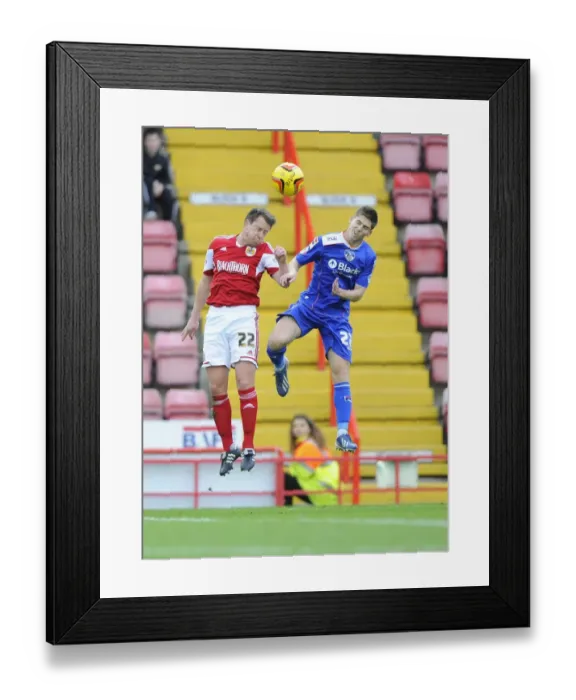 Framed Print : Intense Aerial Battle: Nicky Shorey vs. Daniel Philliskirk at Ashton Gate