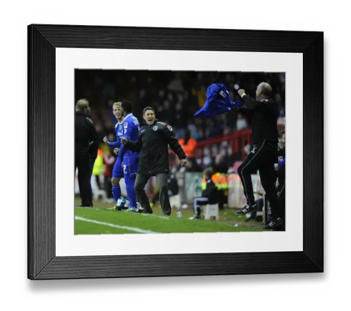 Framed Print : Lee Johnson's Celebration: Bristol City's Victory over Oldham Athletic (November 2013) Framed Print : Lee Johnson's Celebration: Bristol City's Victory over Oldham Athletic (November 2013)