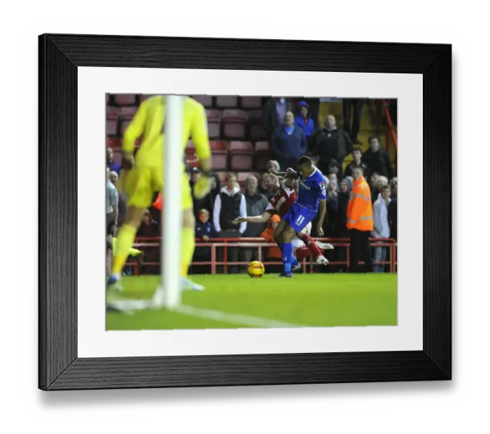 Framed Print : Intense Clash: Wagstaff vs Montano in Sky Bet League One - Bristol City vs Oldham Athletic Framed Print : Intense Clash: Wagstaff vs Montano in Sky Bet League One - Bristol City vs Oldham Athletic