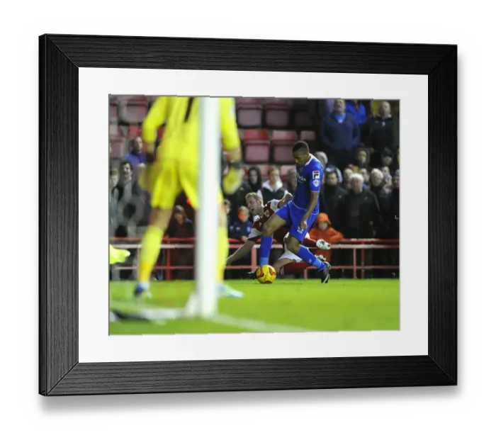 Framed Print : Intense Collision: Wagstaff vs Montano, Bristol City vs Oldham Athletic Framed Print : Intense Collision: Wagstaff vs Montano, Bristol City vs Oldham Athletic