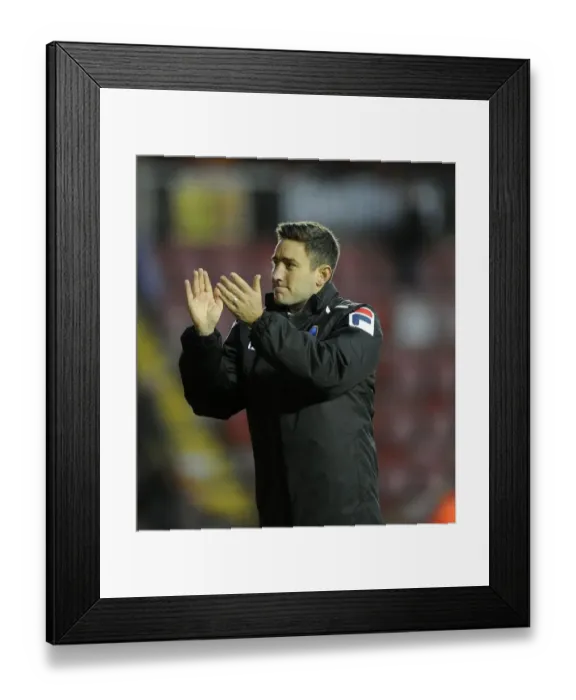 Framed Print : Lee Johnson Leads Oldham Athletic Against Bristol City (2013)
