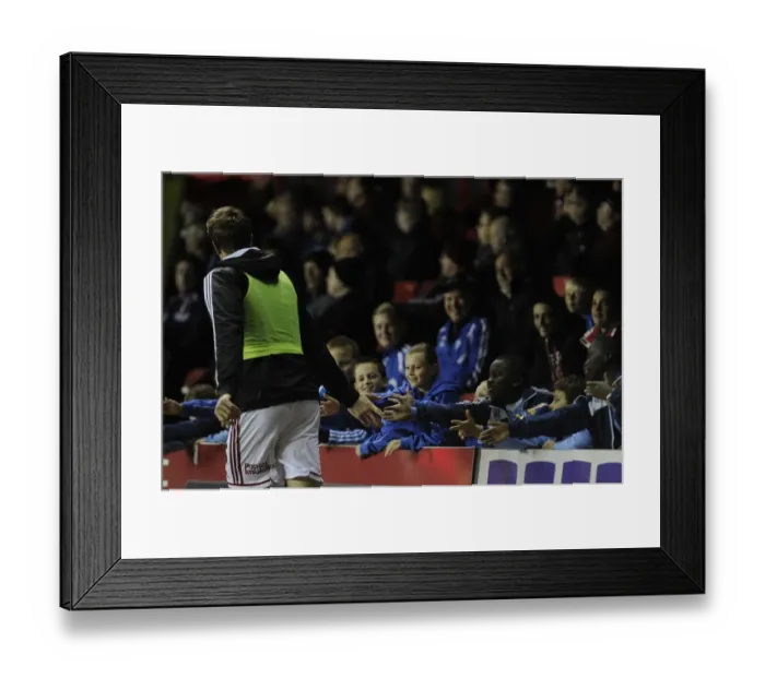Framed Print : Aden Flint's Euphoric Moment: High-Fiving Fans After Substitution during Bristol City's Victory over Crawley Town Framed Print : Aden Flint's Euphoric Moment: High-Fiving Fans After Substitution during Bristol City's Victory over Crawley Town