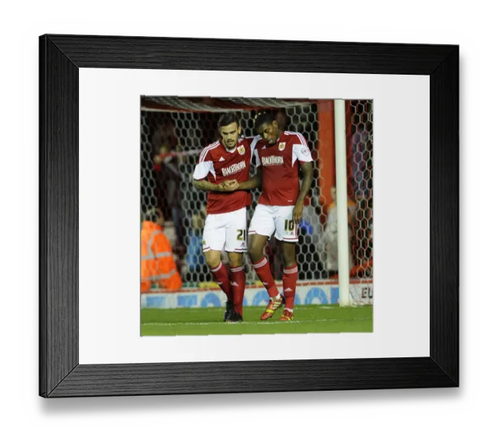 Framed Print : Marlon Pack Congratulates Jay Emmanuel-Thomas on His Goal: Bristol City vs Crawley Town, November 2013 Framed Print : Marlon Pack Congratulates Jay Emmanuel-Thomas on His Goal: Bristol City vs Crawley Town, November 2013