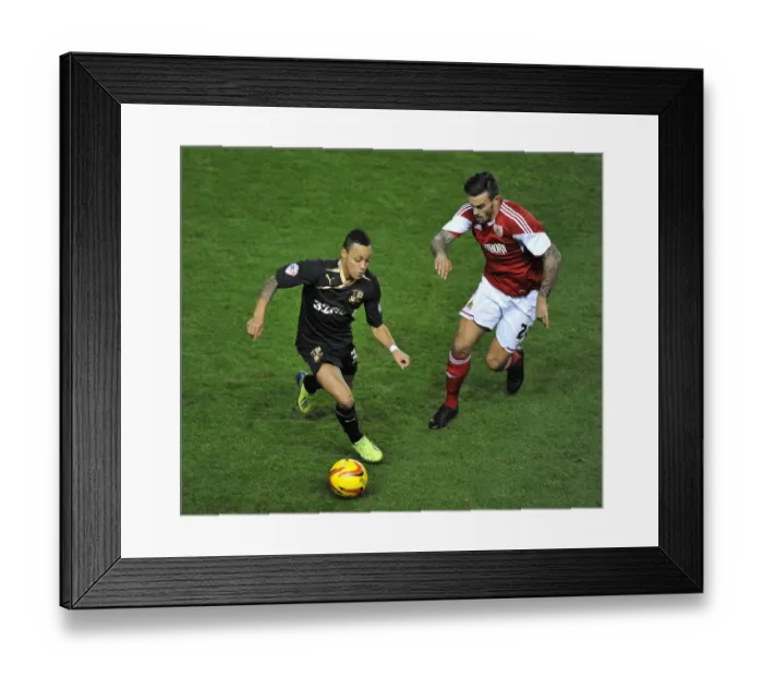 Framed Print : Marlon Pack Chases Kyle Bennett: Intense Football Action at Cardiff City Stadium