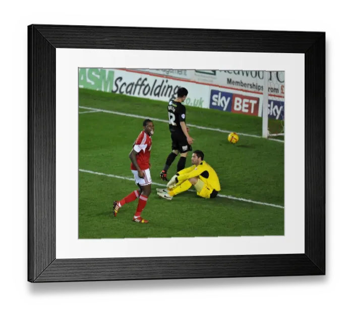 Framed Print : Bristol City's Jay Emmanuel-Thomas Scores First Goal Against Swansea City in Cardiff, 2013 Framed Print : Bristol City's Jay Emmanuel-Thomas Scores First Goal Against Swansea City in Cardiff, 2013