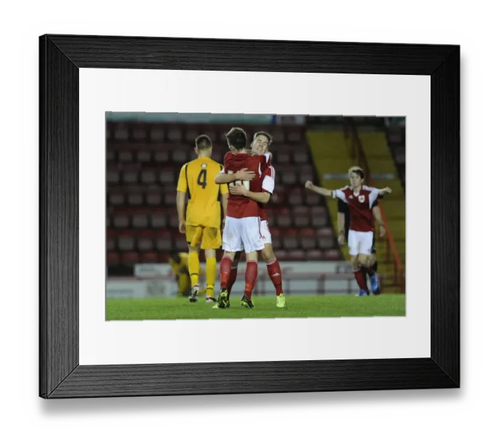 Framed Print : Bristol City U18s: Ben Withey and Jamie Horgan Celebrate Goal in Youth Cup Match against Newport County U18s