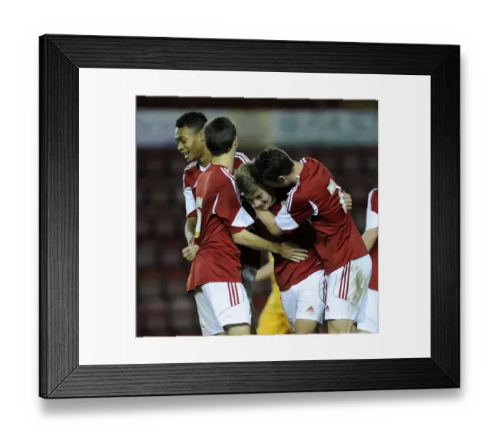 Framed Print : Bristol City U18s Celebrate Ben Withey's Goal Against Newport County U18s in Youth Cup Match Framed Print : Bristol City U18s Celebrate Ben Withey's Goal Against Newport County U18s in Youth Cup Match