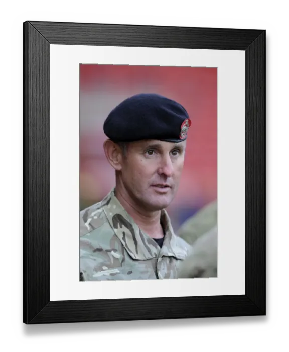 Framed Print : FA Cup Showdown at Ashton Gate: Soldier's Presence - Bristol City vs Dagenham and Redbridge
