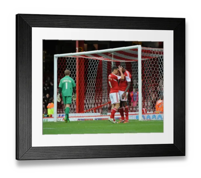 Framed Print : Bristol City: Jay Emmanuel-Thomas and Sam Baldock Celebrate Goal in FA Cup Match against Dagenham and Redbridge Framed Print : Bristol City: Jay Emmanuel-Thomas and Sam Baldock Celebrate Goal in FA Cup Match against Dagenham and Redbridge