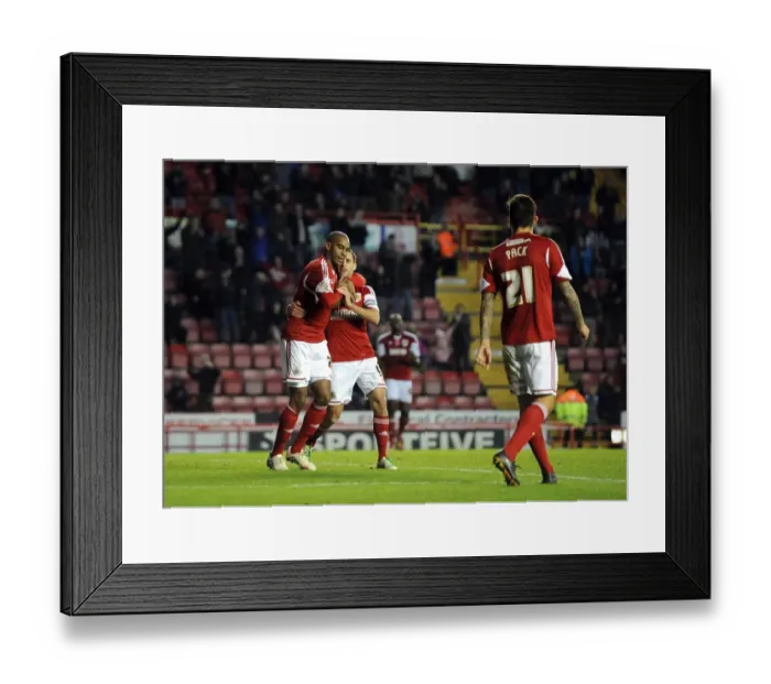 Framed Print : Bristol City's Marvin Elliott and Sam Baldock Celebrate Goal in FA Cup Match Against Dagenham and Redbridge Framed Print : Bristol City's Marvin Elliott and Sam Baldock Celebrate Goal in FA Cup Match Against Dagenham and Redbridge