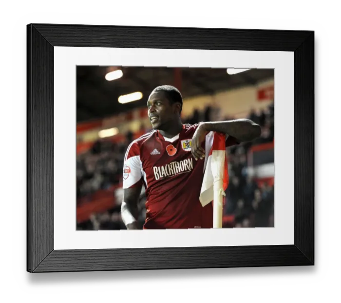 Framed Print : Bristol City's Jay Emmanuel-Thomas Scores Brace in FA Cup Victory: Double Delight at Ashton Gate Framed Print : Bristol City's Jay Emmanuel-Thomas Scores Brace in FA Cup Victory: Double Delight at Ashton Gate