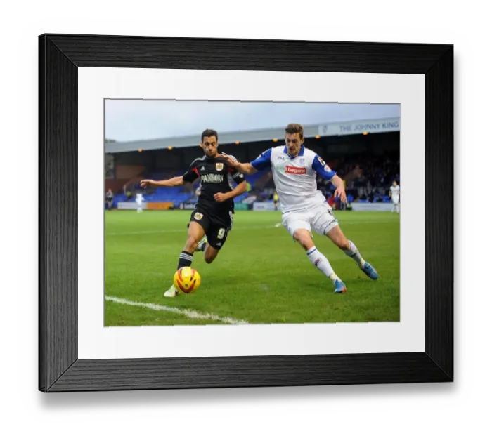 Framed Print : Baldock and Taylor in Pursuit: Intense Action from Tranmere vs. Bristol City, League One Football Match