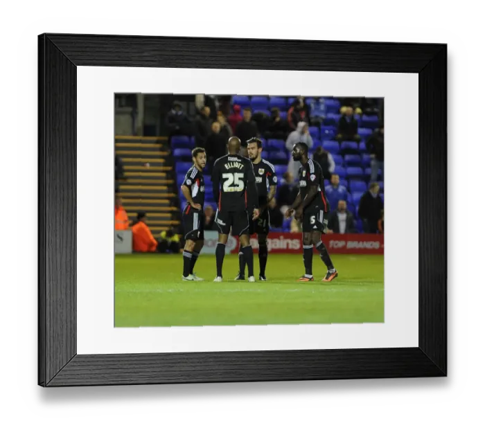 Framed Print : Bristol City Players Regroup After Conceding Goal Against Tranmere in Sky Bet League One