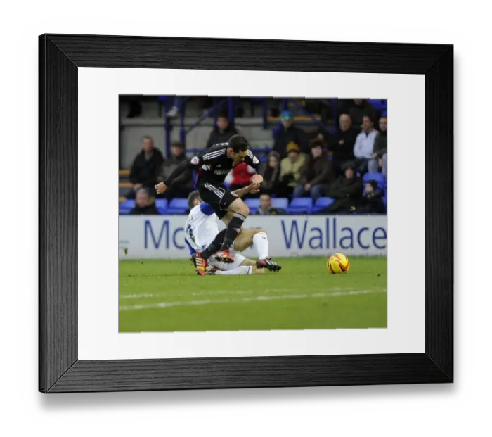 Framed Print : Bristol City's Greg Cunningham Tackled by Tranmere's Danny Holmes during Tranmere v Bristol City, Sky Bet League One Match, November 16, 2013 Framed Print : Bristol City's Greg Cunningham Tackled by Tranmere's Danny Holmes during Tranmere v Bristol City, Sky Bet League One Match, November 16, 2013