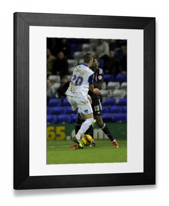 Framed Print : Clash between Emmanuel-Thomas and McNulty: Tranmere vs. Bristol City, 16th November 2013
