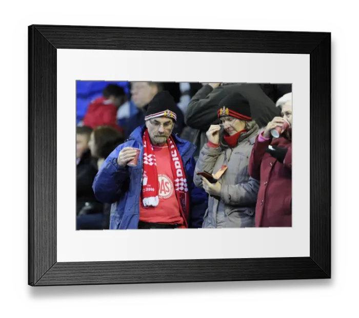 Framed Print : Passionate Bristol City Fans in Action at Prenton Park during Tranmere vs. Bristol City, League One Match