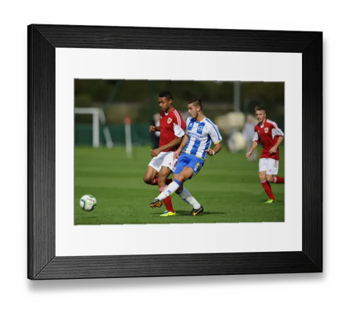 Framed Print : Clash of the Young Titans: Bishop vs Dallison in Bristol City U18 vs Brighton & Hove Albion U18 Football Match