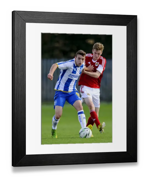 Framed Print : Clash of the Young Stars: Paice vs Hutchinson in Bristol City U18 vs Brighton & Hove Albion U18 Football Match Framed Print : Clash of the Young Stars: Paice vs Hutchinson in Bristol City U18 vs Brighton & Hove Albion U18 Football Match