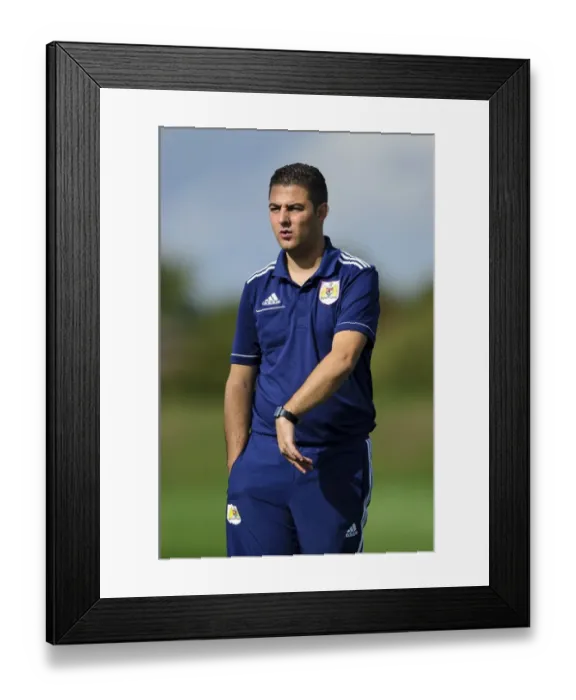 Framed Print : Urgently Urged On: Carlos Anton, Bristol City U18 Manager, Checks Watch During Intense Football Match Framed Print : Urgently Urged On: Carlos Anton, Bristol City U18 Manager, Checks Watch During Intense Football Match