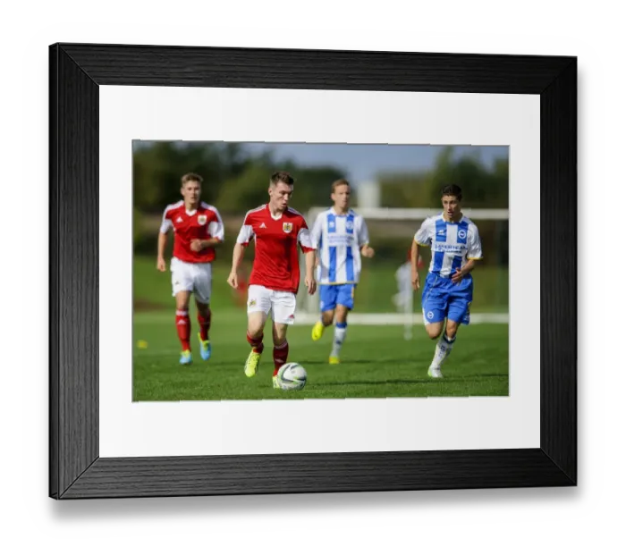 Framed Print : Clash of the Young Defenders: Jamie Horgan vs Dylan Barnett in Bristol City U18 vs Brighton & Hove Albion U18 Football Match