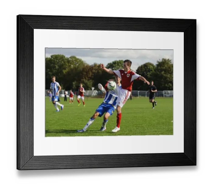 Framed Print : Clash of the Young Talents: George Kellow vs Jordan Drew in Bristol City U18 vs Brighton & Hove Albion U18 Football Match