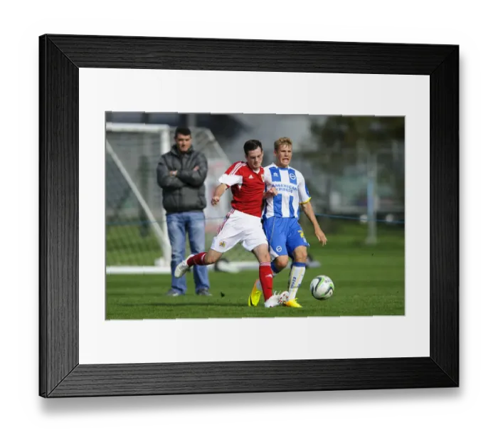 Framed Print : Clash at SGS Wise Campus: George Kellow vs. Will Collar, Bristol City U18 vs. Brighton & Hove Albion U18 Framed Print : Clash at SGS Wise Campus: George Kellow vs. Will Collar, Bristol City U18 vs. Brighton & Hove Albion U18