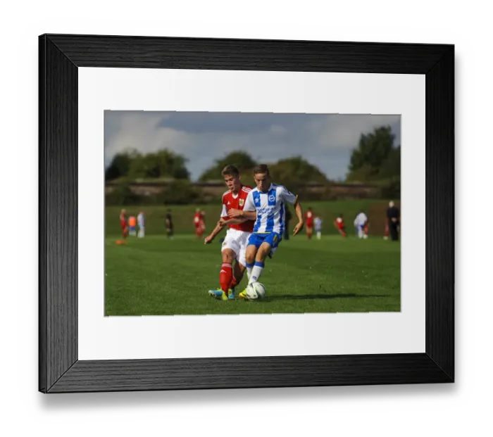 Framed Print : Clash of the Young Talents: Withey vs Drew in Bristol City U18 vs Brighton & Hove Albion U18 Football Match