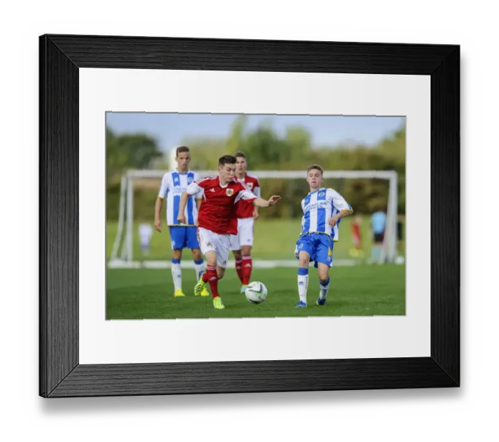 Framed Print : Intense Rivalry: Horgan vs Wiltshire - Bristol City U18 vs Brighton & Hove Albion U18 Football Match