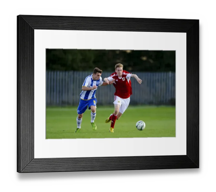 Framed Print : Intense Rivalry: Harry Paice vs Des Hutchinson - Bristol City U18 vs Brighton & Hove Albion U18 Clash
