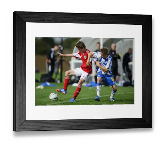 Framed Print : Bristol City's Tom Fry Battles Past Brighton's Cameron Wiltshire in U18 Football Clash Framed Print : Bristol City's Tom Fry Battles Past Brighton's Cameron Wiltshire in U18 Football Clash